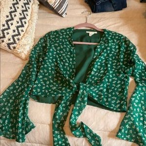 Urban outfitters tie front patterned top